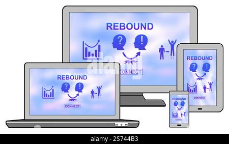 Rebound concept shown on different information technology devices Stock Photo