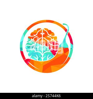 Chili brain vector logo design template. Spicy intelligence logo design concept. Stock Vector