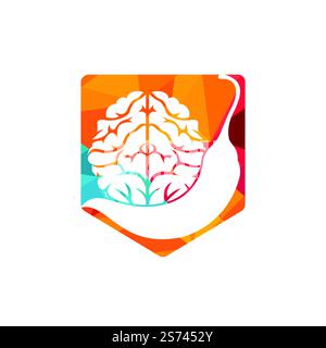 Chili brain vector logo design template. Spicy intelligence logo design concept. Stock Vector