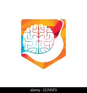 Chili brain vector logo design template. Spicy intelligence logo design concept. Stock Vector