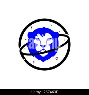 Lion planet vector logo design template. Stock Vector