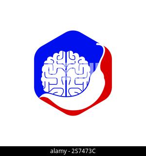 Chili brain vector logo design template. Spicy intelligence logo design concept. Stock Vector