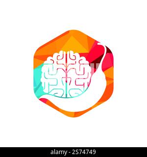 Chili brain vector logo design template. Spicy intelligence logo design concept. Stock Vector
