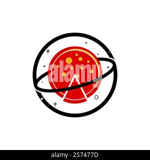 Planet pizza vector logo design template. Space pizza logo concept. Stock Vector