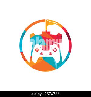 Game king vector logo design. Game console and fort icon vector design. Stock Vector