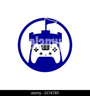 Game king vector logo design. Game console and fort icon vector design. Stock Vector