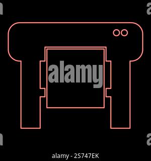 Neon plotter red color vector illustration image flat style light. Neon plotter red color vector illustration image flat style Stock Vector