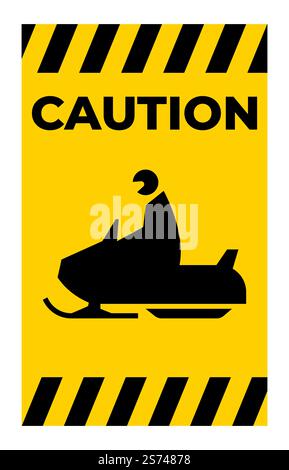 Snowmobile Crossing Sign On White Background Stock Vector