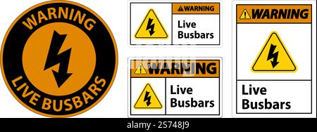 Warning Live Busbars Sign On White Background Stock Vector