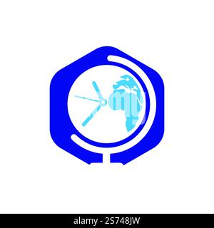 Time world vector logo design template. Time planet symbol or icon. Stock Vector