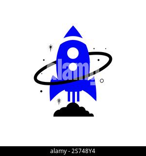 Rocket planet vector logo design template. Rocket and universe logo concept. Stock Vector