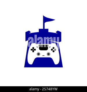 Game king vector logo design. Game console and fort icon vector design. Stock Vector