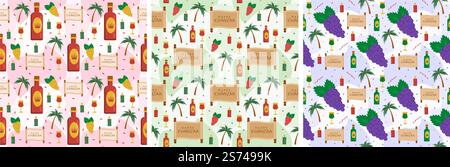 Set of Happy Kwanzaa Holiday African Seamless Pattern Design with Festival Style Element on Template Hand Drawn Cartoon Flat Illustration Stock Vector