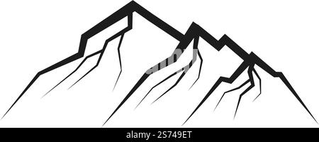 Mountain range icon. Elegant line logo. Nature rock symbol isolated on white background. Mountain range icon. Elegant line logo. Nature rock symbol Stock Vector