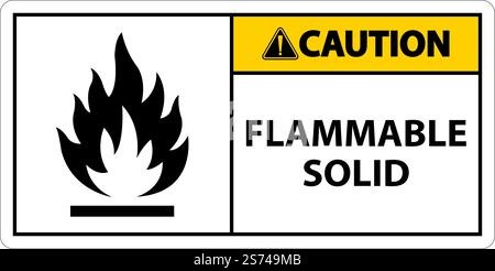 Caution Hazardous Signs Flammable Solid On White Background Stock Vector