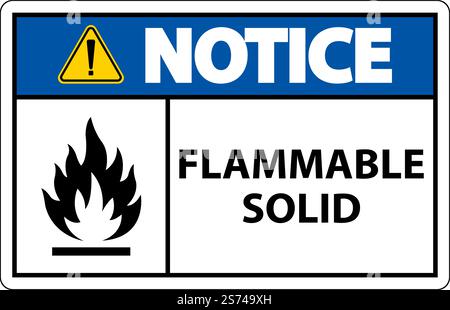 Notice Hazardous Signs Flammable Solid On White Background Stock Vector
