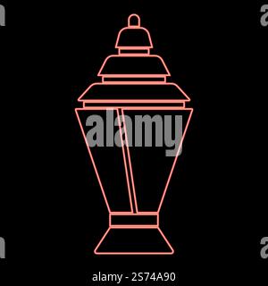 Neon ramadan kareem lantern or fanous red color vector illustration image flat style light. Neon ramadan kareem lantern or fanous red color vector illustration image flat style Stock Vector