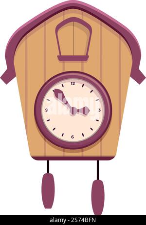 Wooden Cuckoo Clock icon cartoon vector. Wall watch. Hour bird. Wooden Cuckoo Clock icon cartoon vector. Wall watch Stock Vector