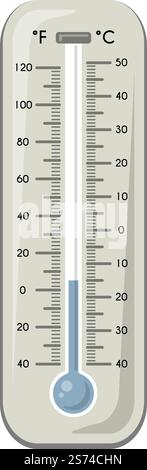Thermostat with cold temperature indication. Blue liquid in thermometer isolated on white background. Thermostat with cold temperature indication. Blue liquid in thermometer Stock Vector