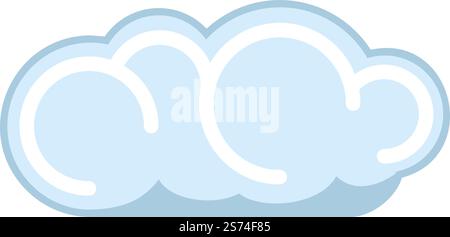Cute cartoon cloud. Blue fluffy round icon isolated on white background. Cute cartoon cloud. Blue fluffy round icon Stock Vector