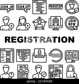 registration login website form icons set vector Stock Vector Image ...
