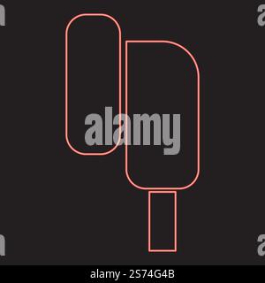 Neon eearphone plug red color vector illustration image flat style light. Neon eearphone plug red color vector illustration image flat style Stock Vector