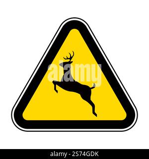 Deer Crossing Sign On White Background Stock Vector