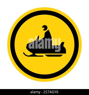 Snowmobile Crossing Sign On White Background Stock Vector