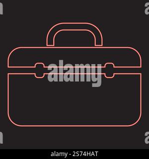 Neon tool box professional red color vector illustration image flat style light. Neon tool box professional red color vector illustration image flat style Stock Vector