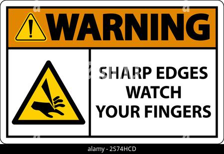 Warning Sharp Edges Watch Your Fingers On White Background Stock Vector