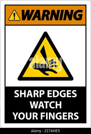 Warning Sharp Edges Watch Your Fingers On White Background Stock Vector