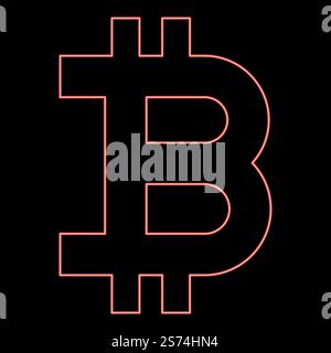 Neon bitcoin red color vector illustration image flat style light. Neon bitcoin red color vector illustration image flat style Stock Vector