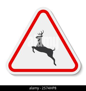 Deer Crossing Sign On White Background Stock Vector