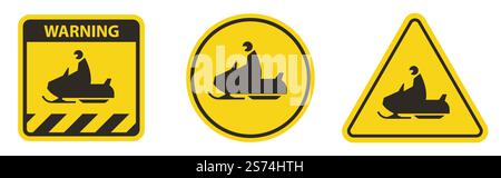 Snowmobile Crossing Sign On White Background Stock Vector