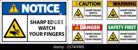 Warning Sharp Edges Watch Your Fingers On White Background Stock Vector