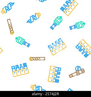 drill equipment construction vector seamless pattern thin line illustration. drill equipment construction vector seamless pattern Stock Vector