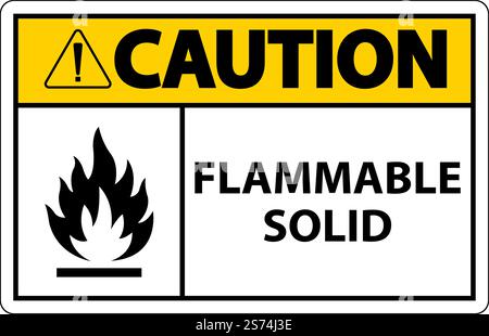 Caution Hazardous Signs Flammable Solid On White Background Stock Vector