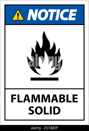 Notice Hazardous Signs Flammable Solid On White Background Stock Vector