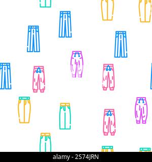 pants trousers fashion vector seamless pattern thin line illustration. pants trousers fashion vector seamless pattern Stock Vector