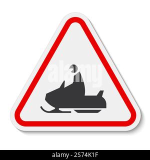 Snowmobile Crossing Sign On White Background Stock Vector