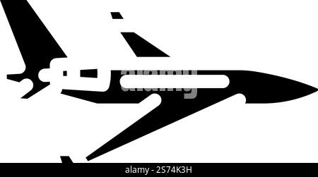private jet airplane aircraft glyph icon vector. private jet airplane aircraft sign. isolated symbol illustration. private jet airplane aircraft glyph icon vector illustration Stock Vector