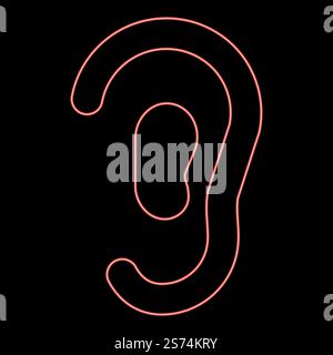 Neon ear red color vector illustration image flat style light. Neon ear red color vector illustration image flat style Stock Vector