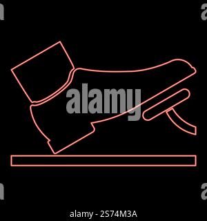 Neon foot pushing the pedal gas pedal brake pedal auto service concept icon black color vector illustration flat style simple imagein circle round red color vector illustration image flat style light. Neon foot pushing the pedal gas pedal brake pedal auto service concept icon black color illustration in circle round red color vector illustration image flat style Stock Vector
