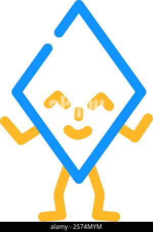 rhombus geometric shape character line icon vector illustration Stock ...