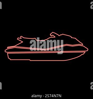 Neon waverunner red color vector illustration image flat style light. Neon waverunner red color vector illustration image flat style Stock Vector