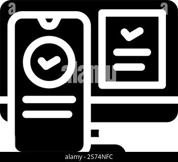 two step authentication glyph icon vector. two step authentication sign. isolated symbol illustration. two step authentication glyph icon vector illustration Stock Vector