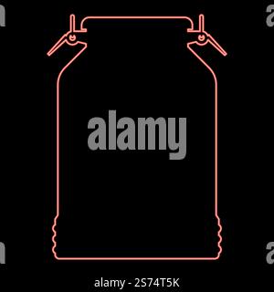 Neon milk can container icon black color vector illustration flat style simple imagein circle round red color vector illustration image flat style light. Neon milk can container icon black color illustration in circle round red color vector illustration image flat style Stock Vector