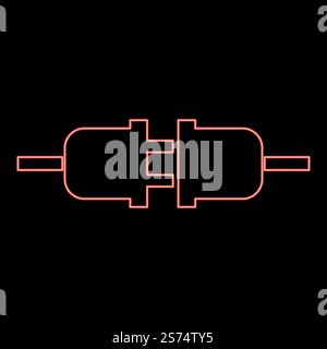 Neon socket and plug red color vector illustration image flat style light. Neon socket and plug red color vector illustration image flat style Stock Vector