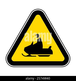 Snowmobile Crossing Sign On White Background Stock Vector