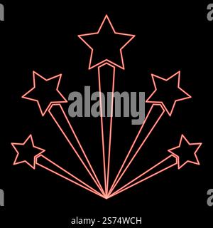 Neon salute firework red color vector illustration image flat style light. Neon salute firework red color vector illustration image flat style Stock Vector